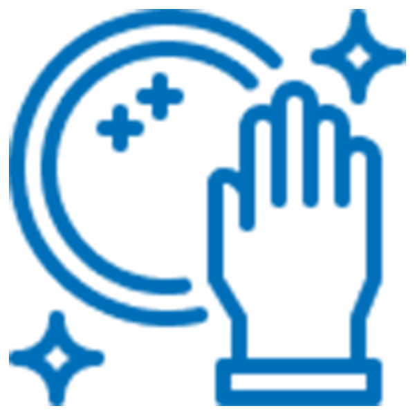 Blue hand and moon icon with stars—Luckies Pressure Washing